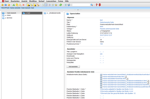 Abb. 13 Inhaltselemente und Zeilenlayouts