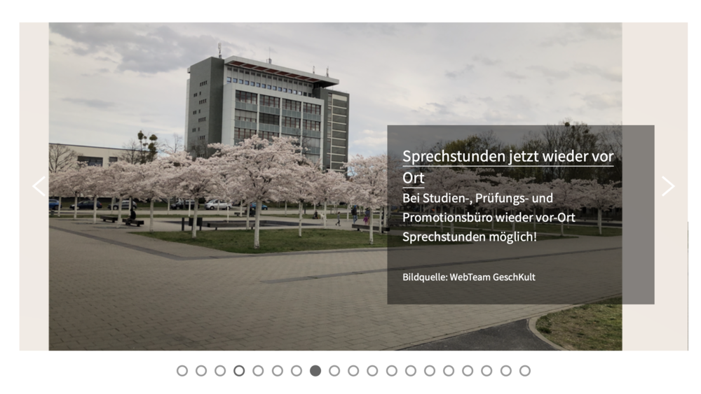 Slideshow auf der Startseite des Fachbereichs Geschichts- und Kulturwissenschaften