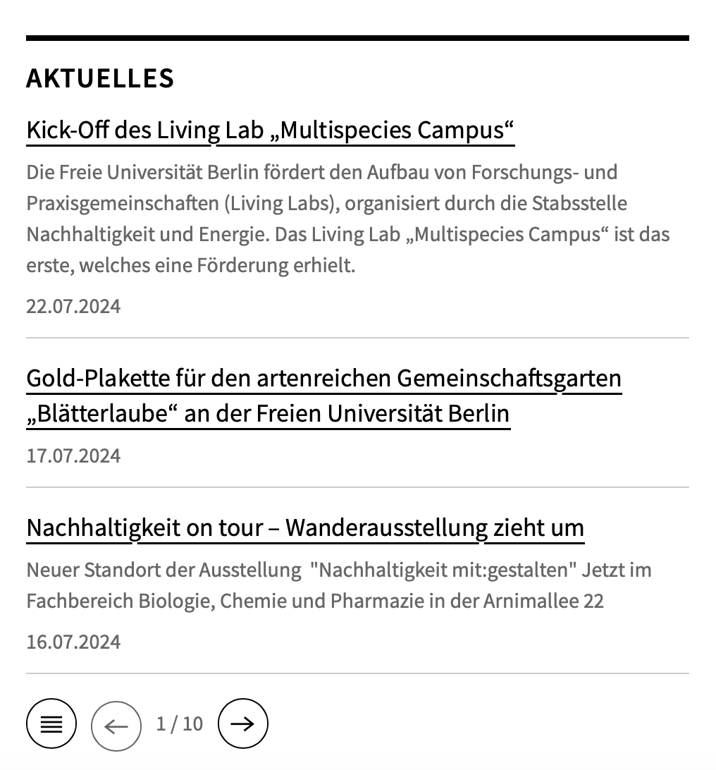 News-Box in der rechten Spalte