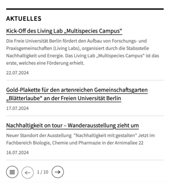 News-Box in der rechten Spalte