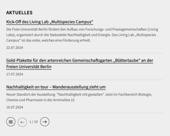 News-Box auf einer Startseite (zeilenbasiertes Layout)