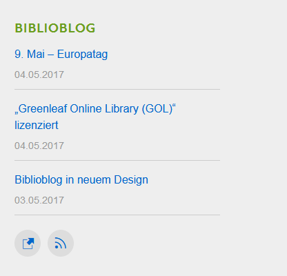 Abb. 2: RSS-Box "Biblioblog" auf der Webseite "Bibliotheken"