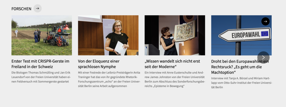 Animierte Vorgestellt-Boxen auf der Startseite des Online-Magazins campus.leben