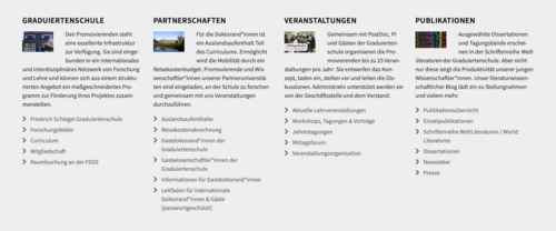 Textboxen auf der Startseite der FSGS